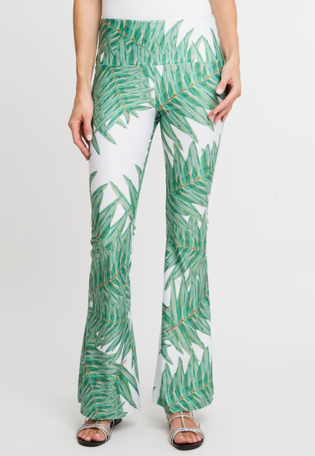 Green Palm Tree Print Trousers