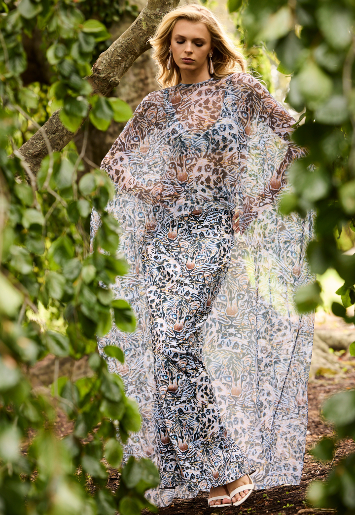 Olivia Sheer Topper in Snow Leopard