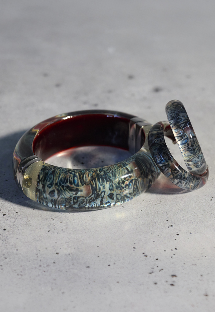 Small Hoop Earrings in Snow Leopard