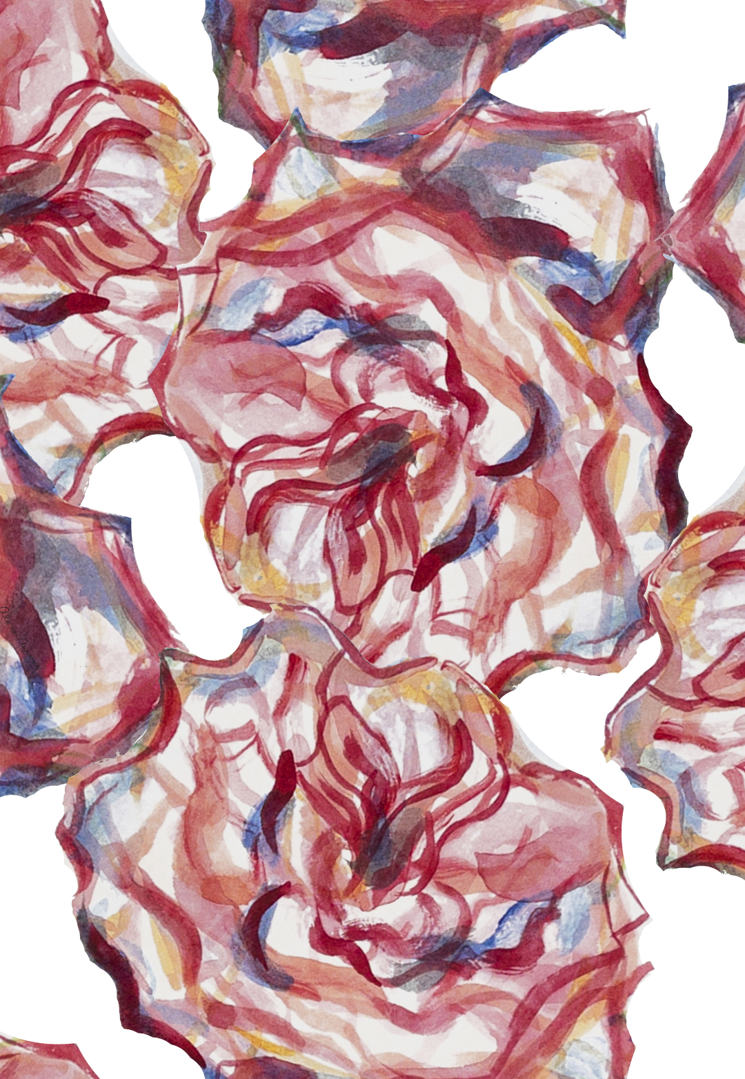 Print swatch of a painting of red roses by Ala Isham