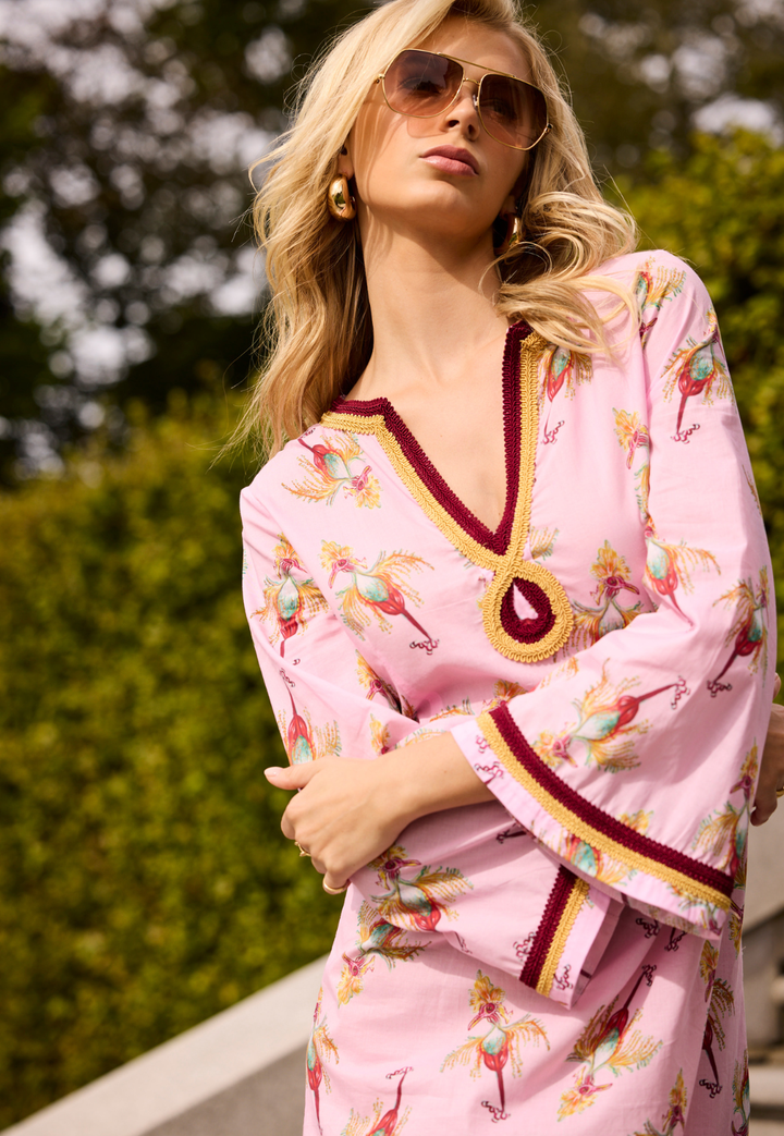 Emeline Cotton Dress in Cuckoo Birds