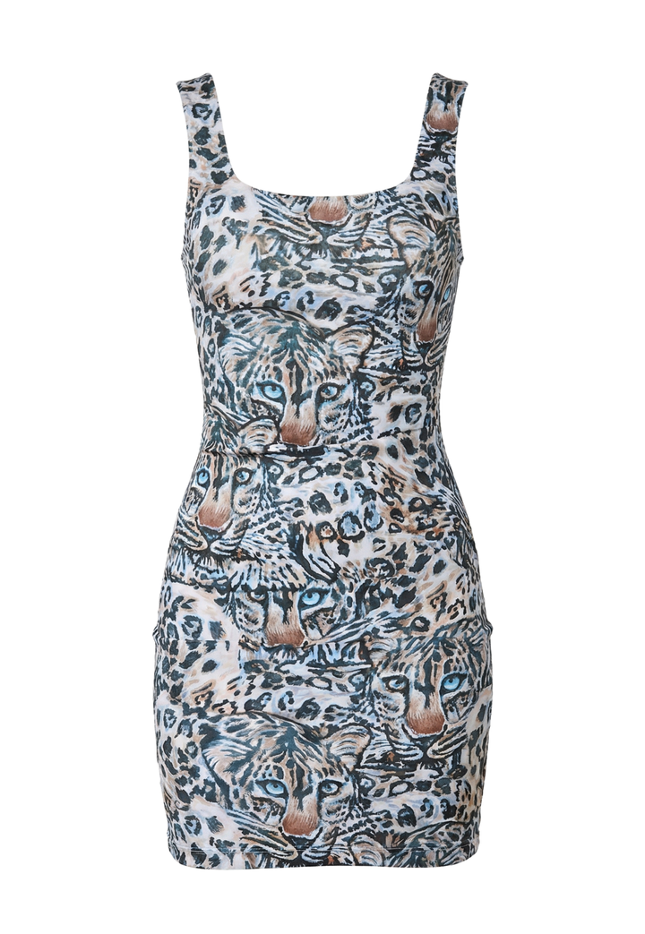 Caterina Mini Dress in Snow Leopard
