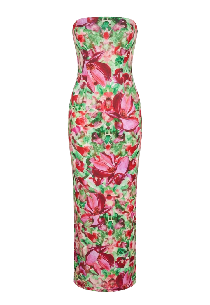 Strapless tube dress in a floral print