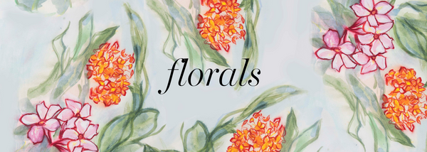 florals | pink and orange flower print painting
