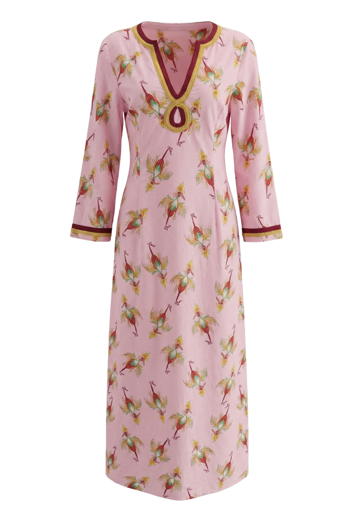 pink printed cotton kaftan
