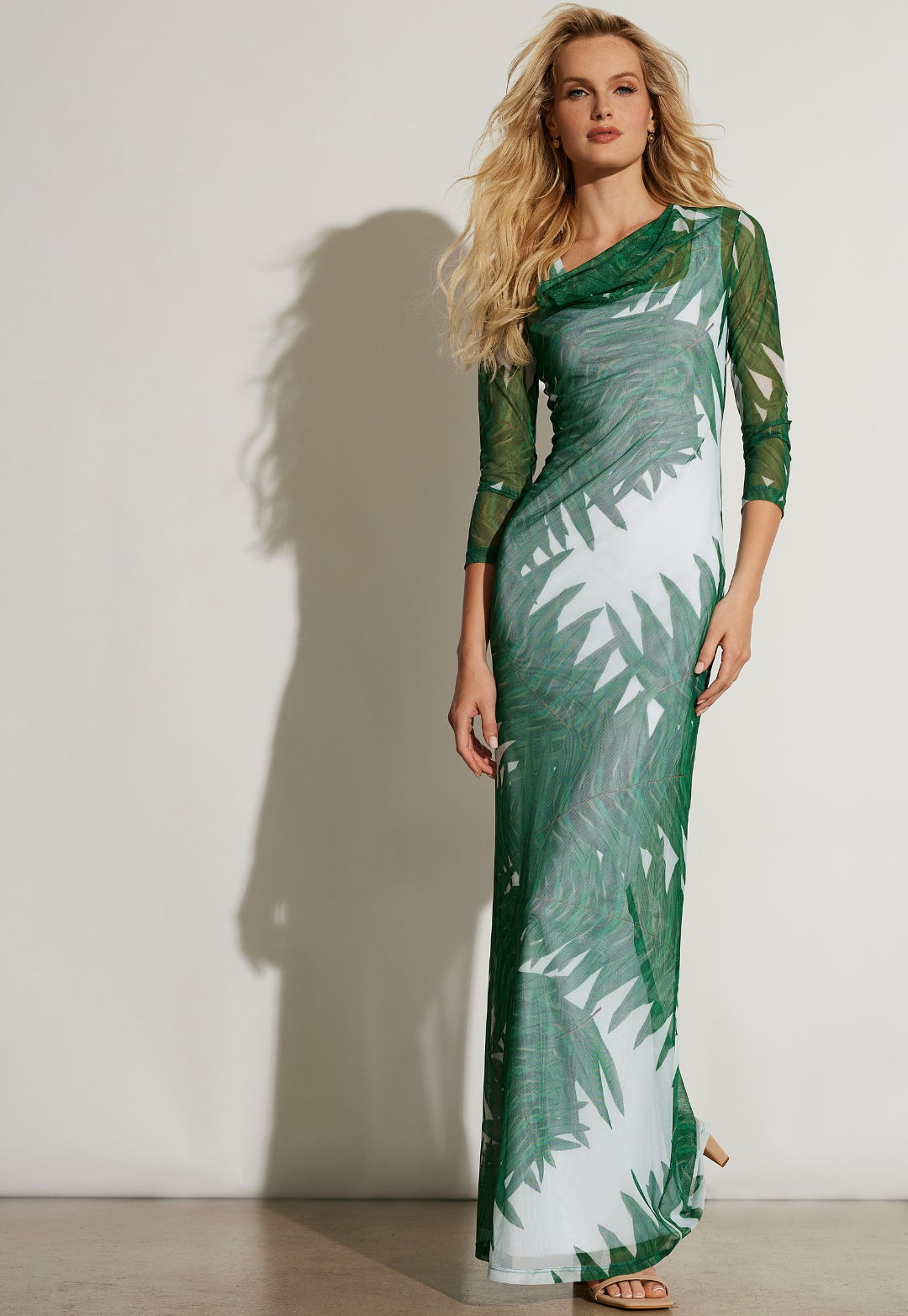 Louise Sheer Mesh Dress in Queen Palm