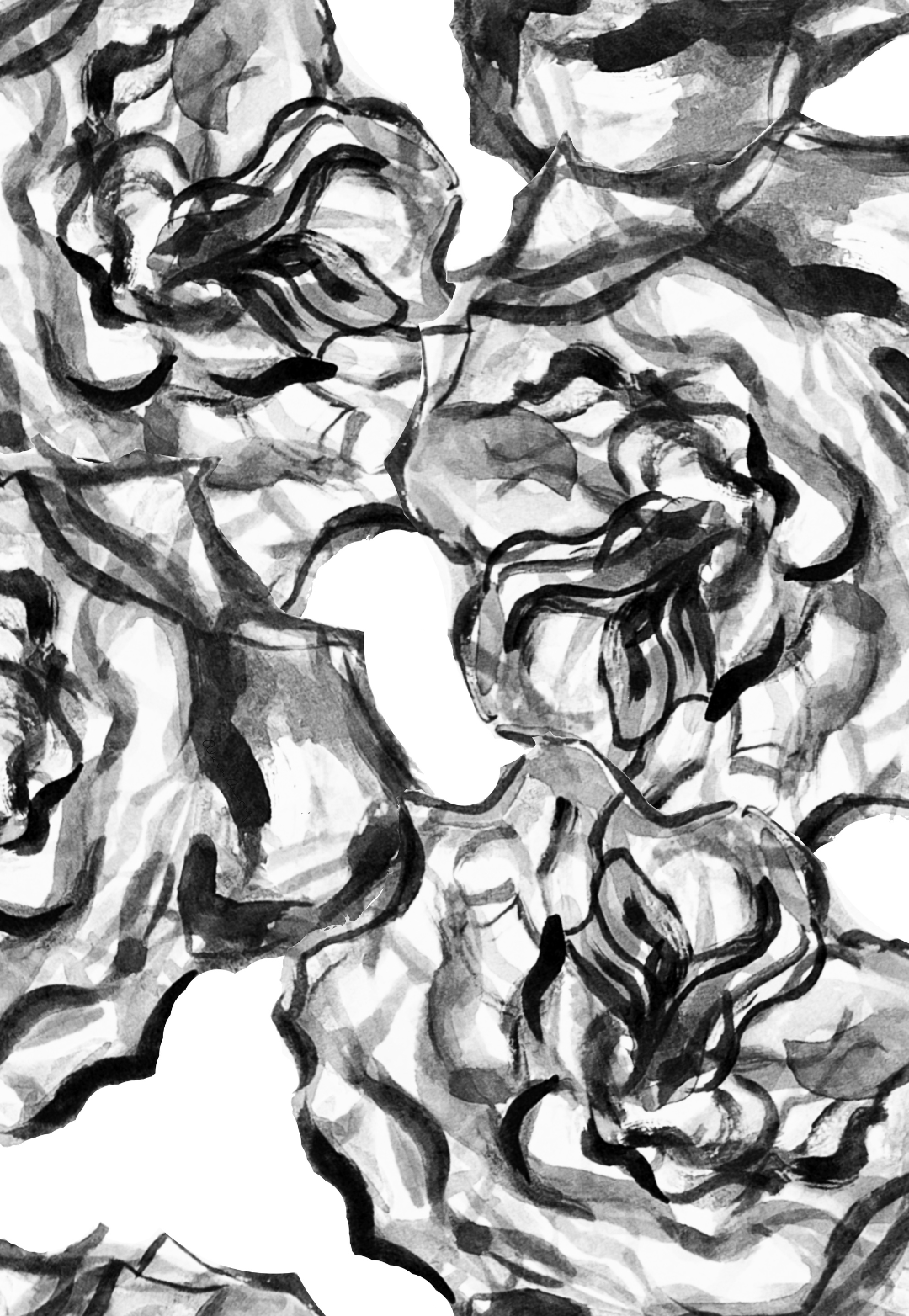 black and white and grey print of roses for women's black tie clothing by Ala von Auersperg