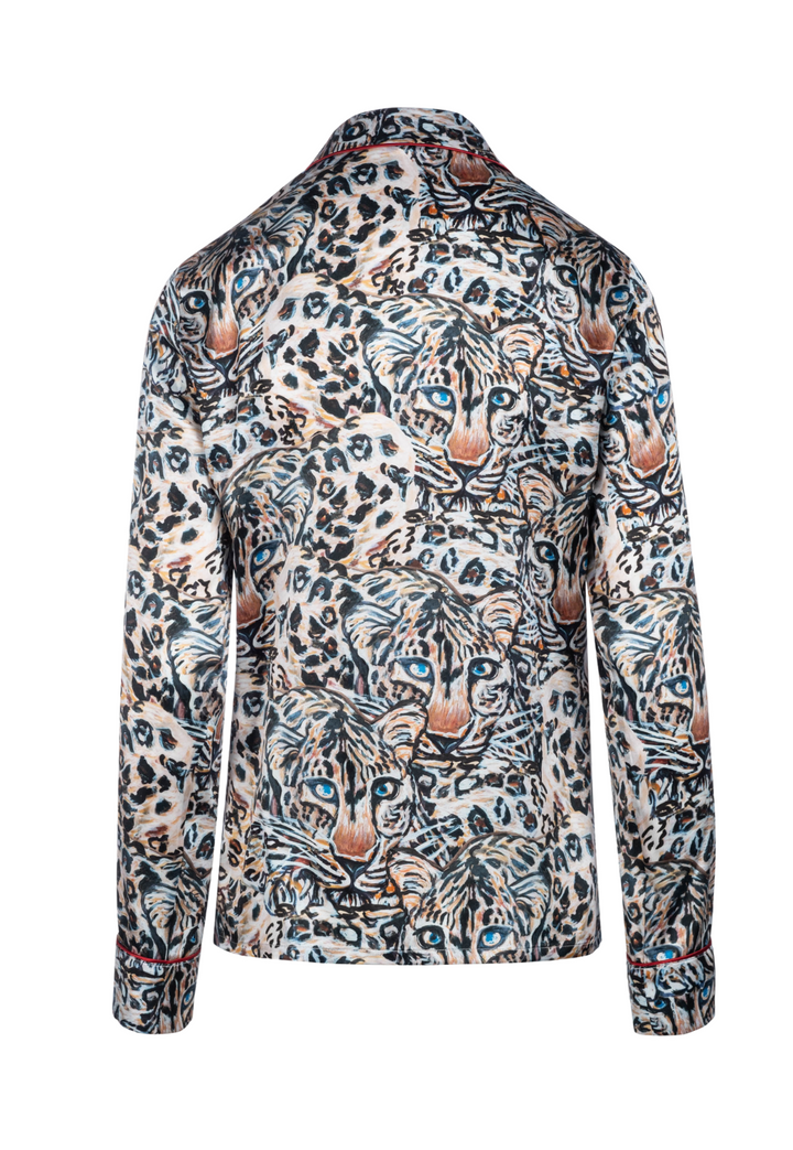 Helen Silk Top in Snow Leopard