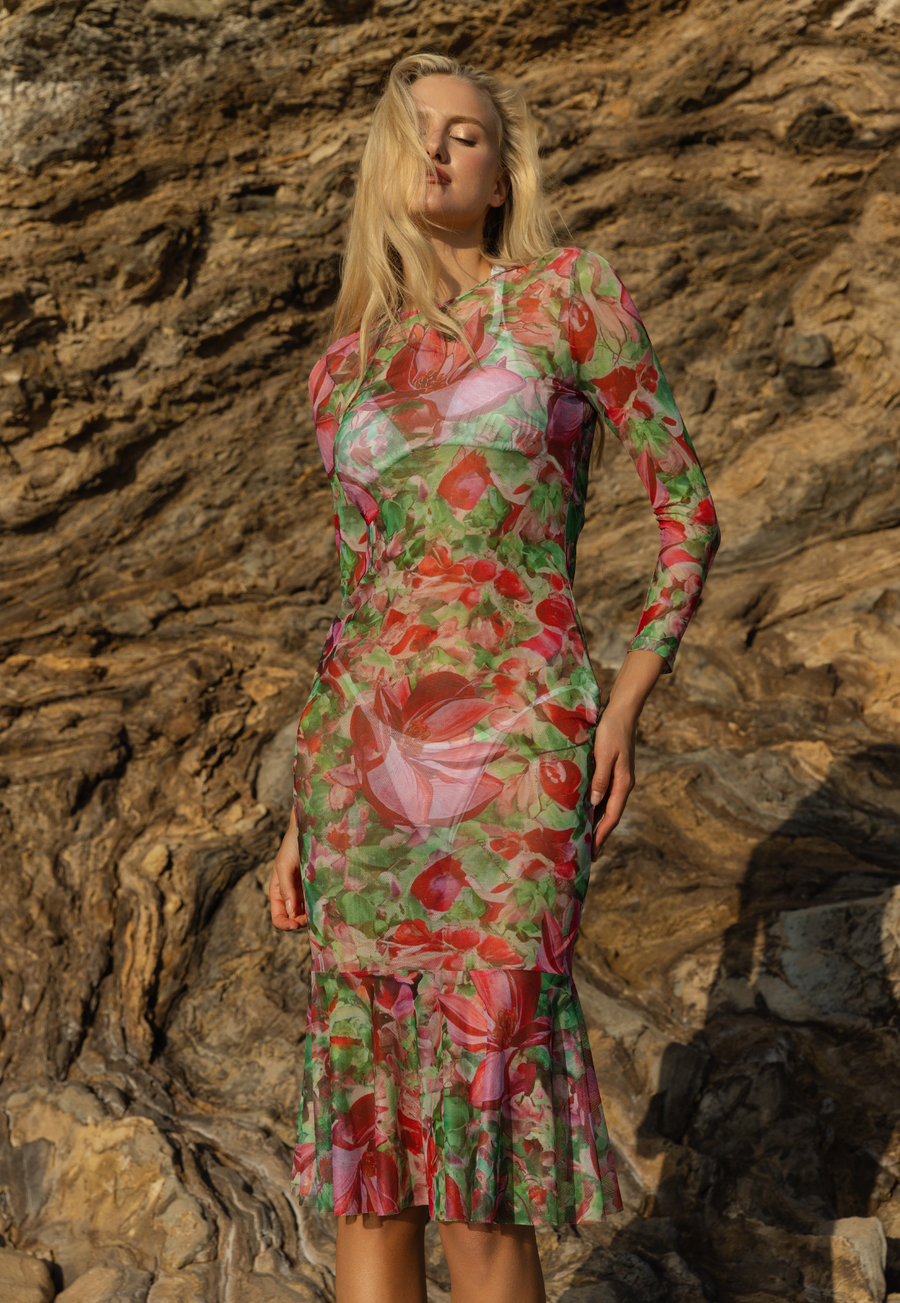 Sophia Sheer Mini Dress in Magnolienne Ala von Auersperg SM