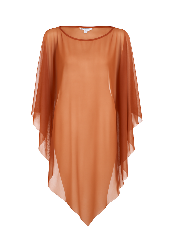Artemisia Sheer Poncho in Leather Brown