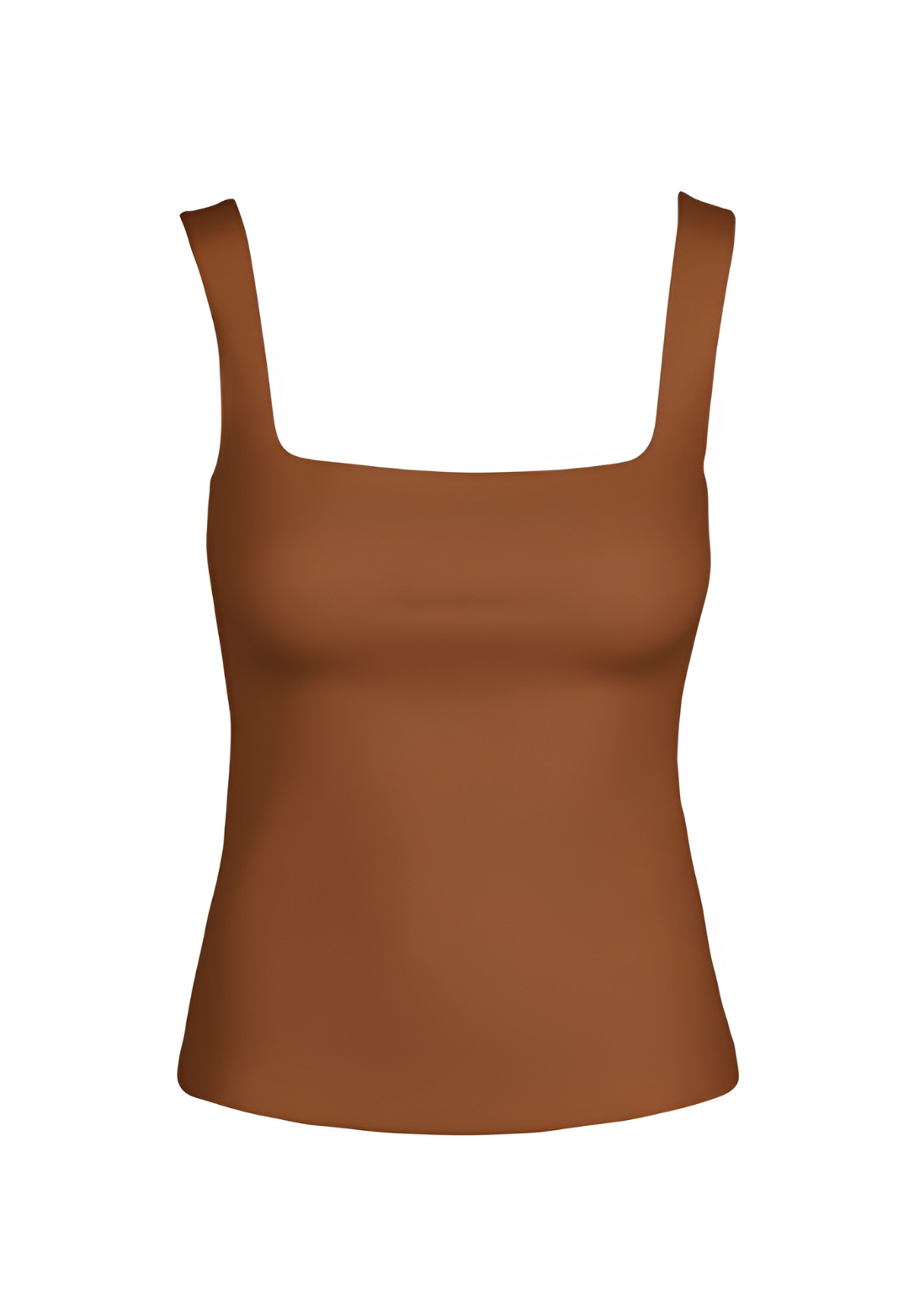 Caterina Italian Stretch Tank Top in Leather Brown