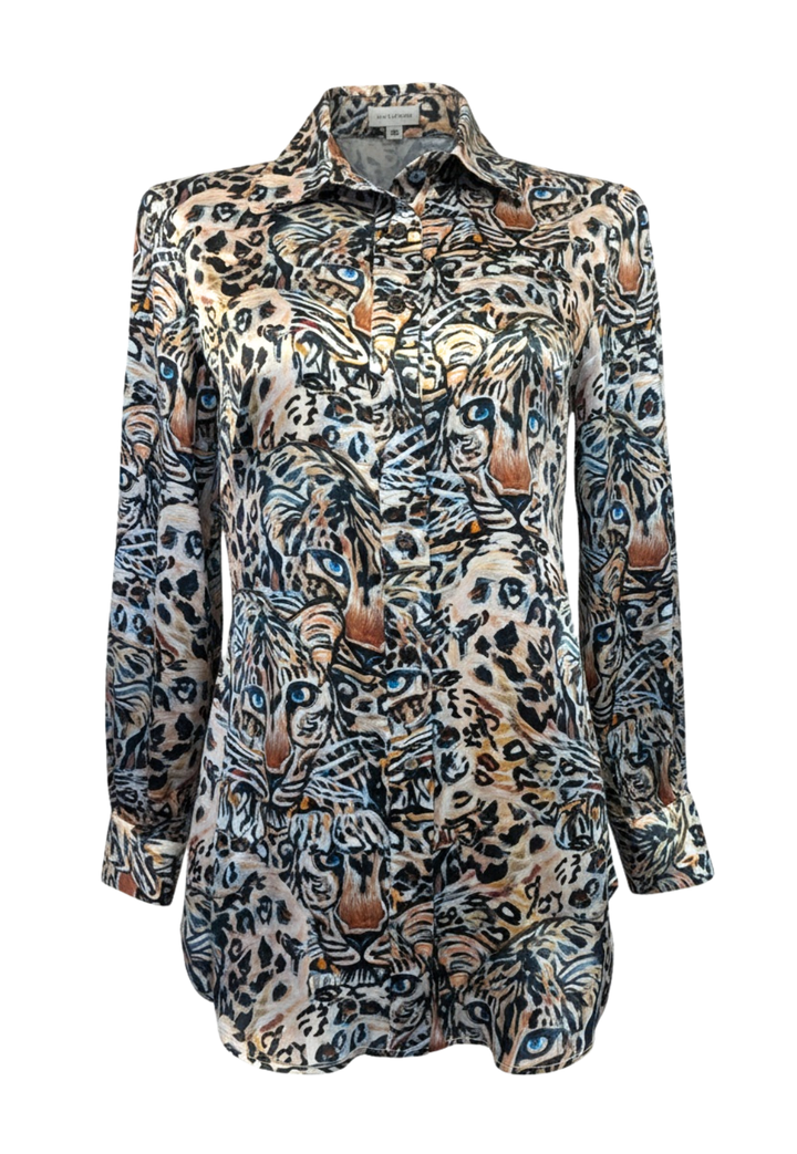Alina Silk Blouse in Snow Leopard