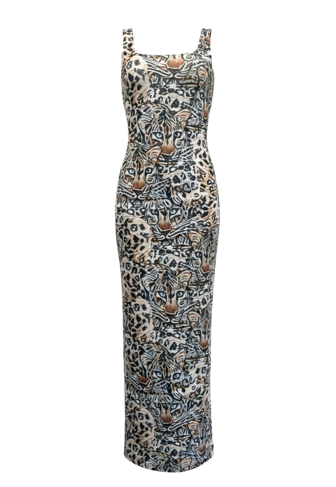 Caterina Long Stretch Dress in Snow Leopard
