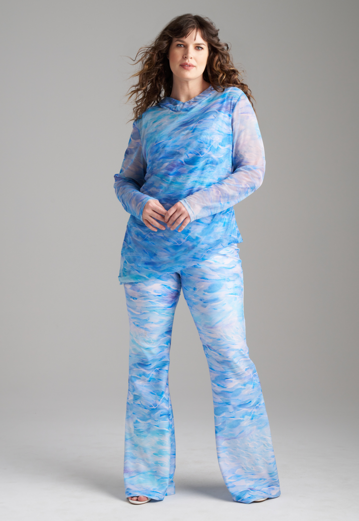 Elaine Stretch Knit Pants in Ocean Brush