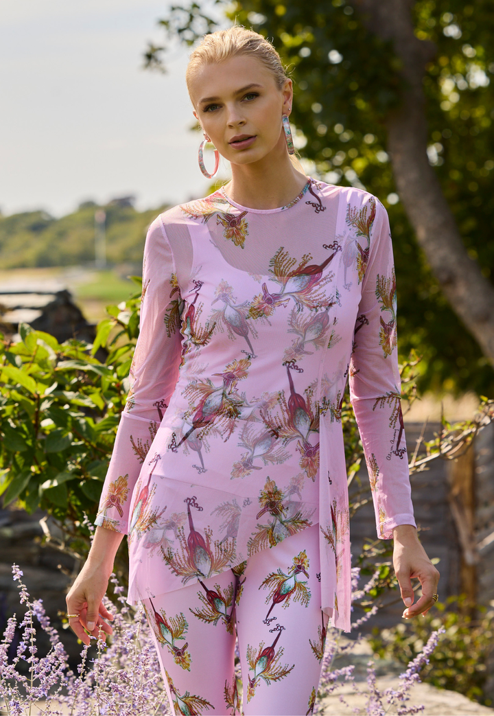 Solana Sheer Top in Cuckoo Birds