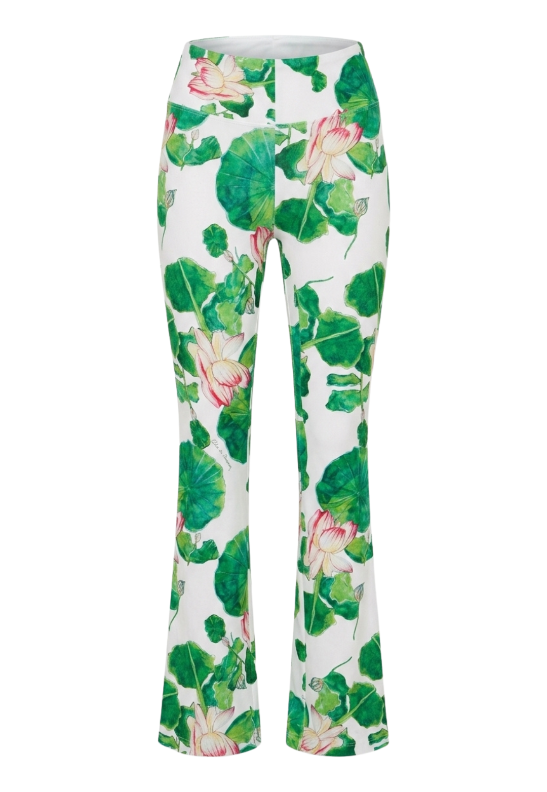 Floral patterned pants on a white background