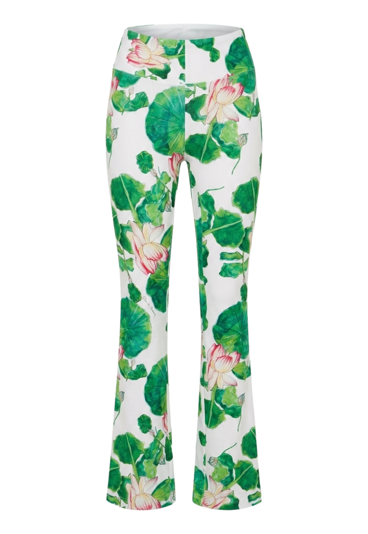 Floral patterned pants on a white background