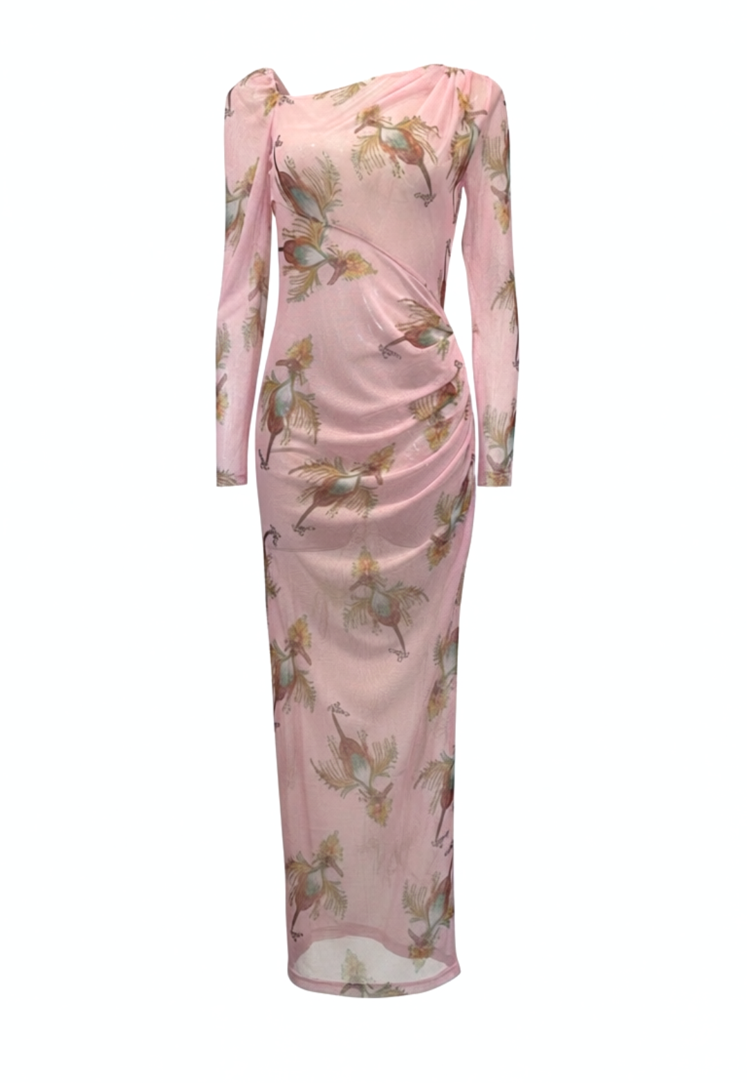 Geraldine Sheer Dress in Cuckoo Birds