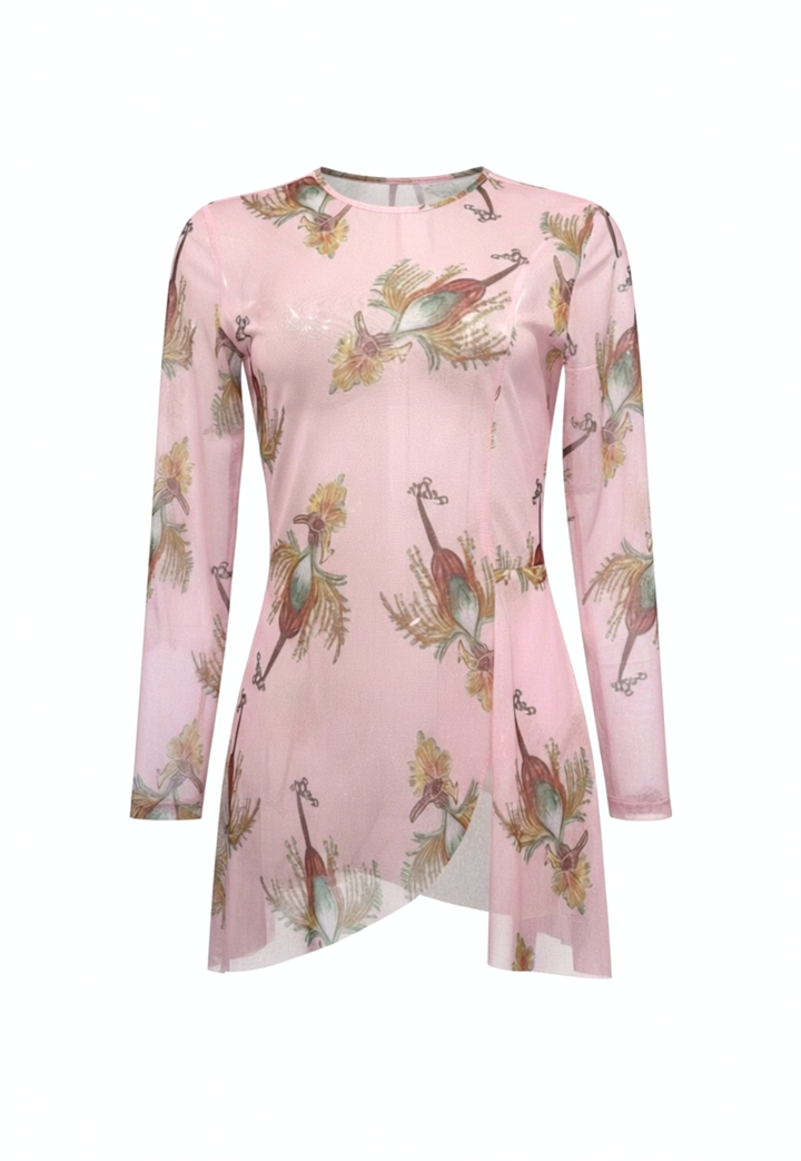 Solana Sheer Top in Cuckoo Birds