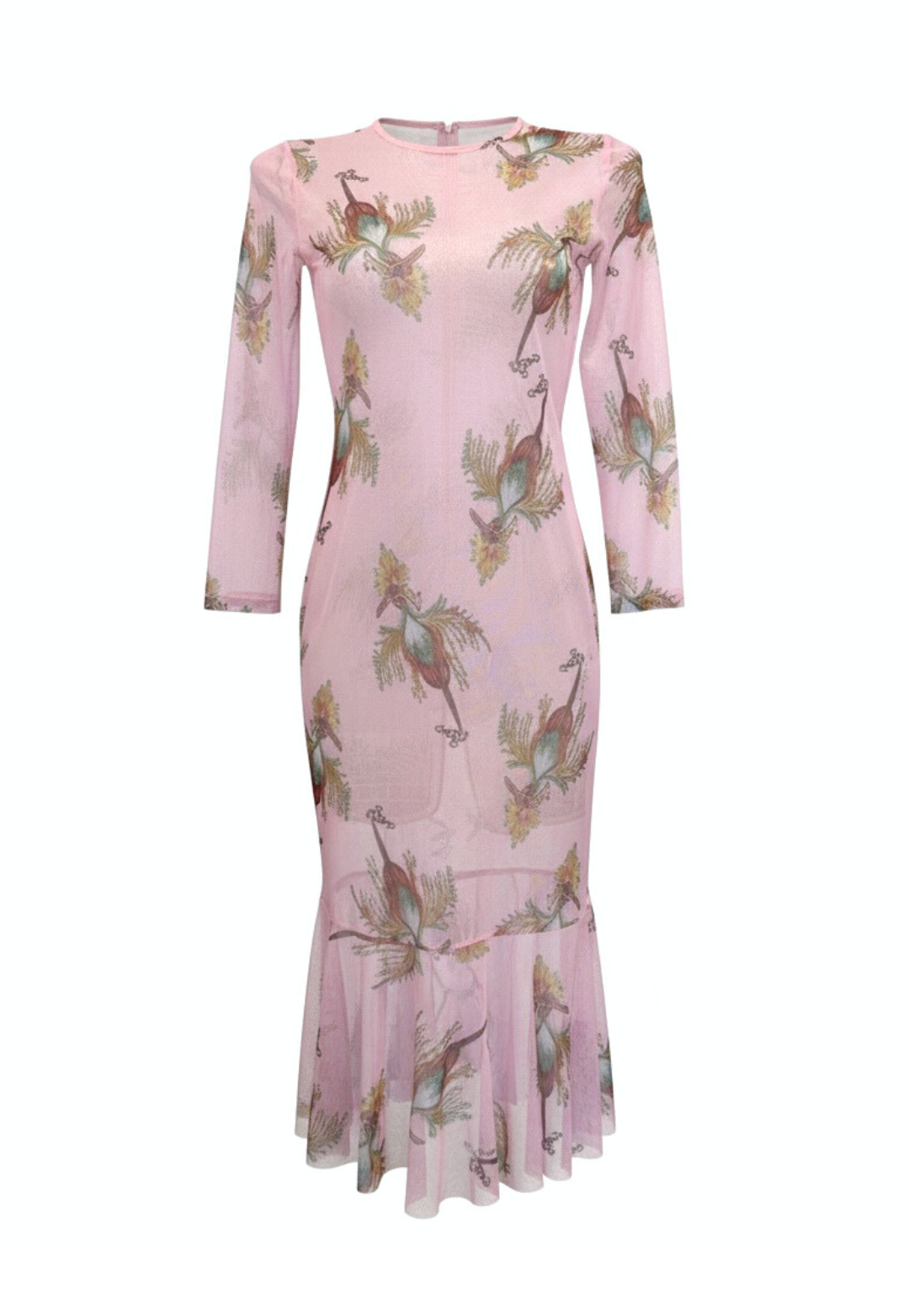 Sophia Mini Sheer Dress in Cuckoo Birds