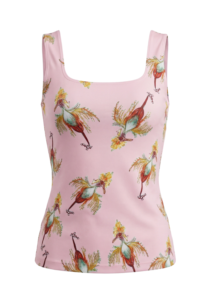 pink printed tank top