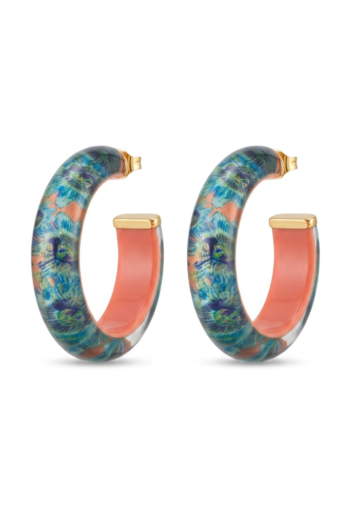 Small Hoop Earrings in Orange Passion Flower