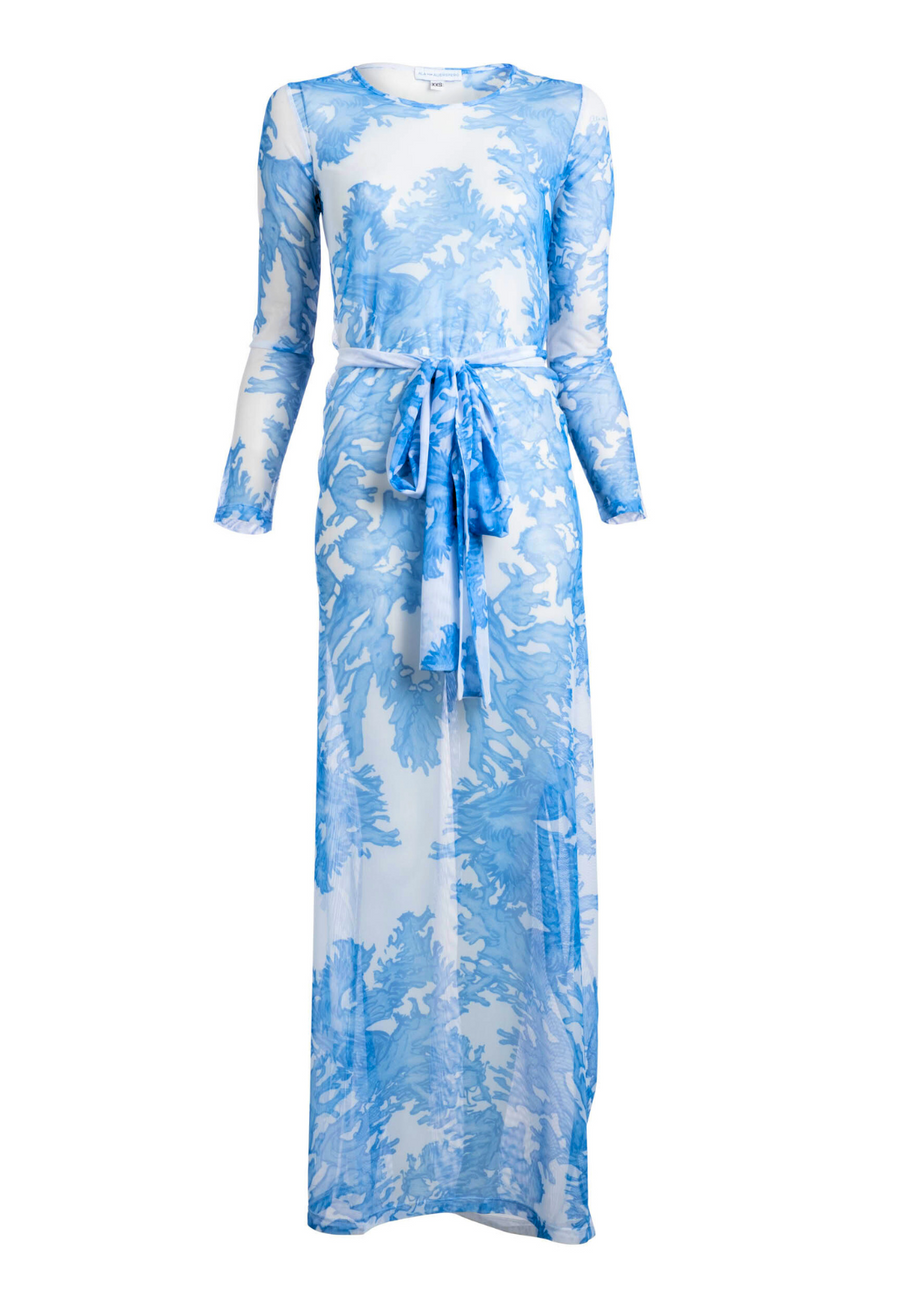 Ava Women's Loren Mesh Wrap Dress in Blue Coral MD Ava Women's Loren Mesh Wrap Dress in Blue Coral MD