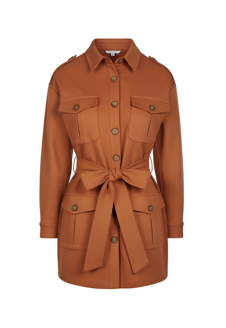 Rhea Italian Cotton Jacket in Leather Brown