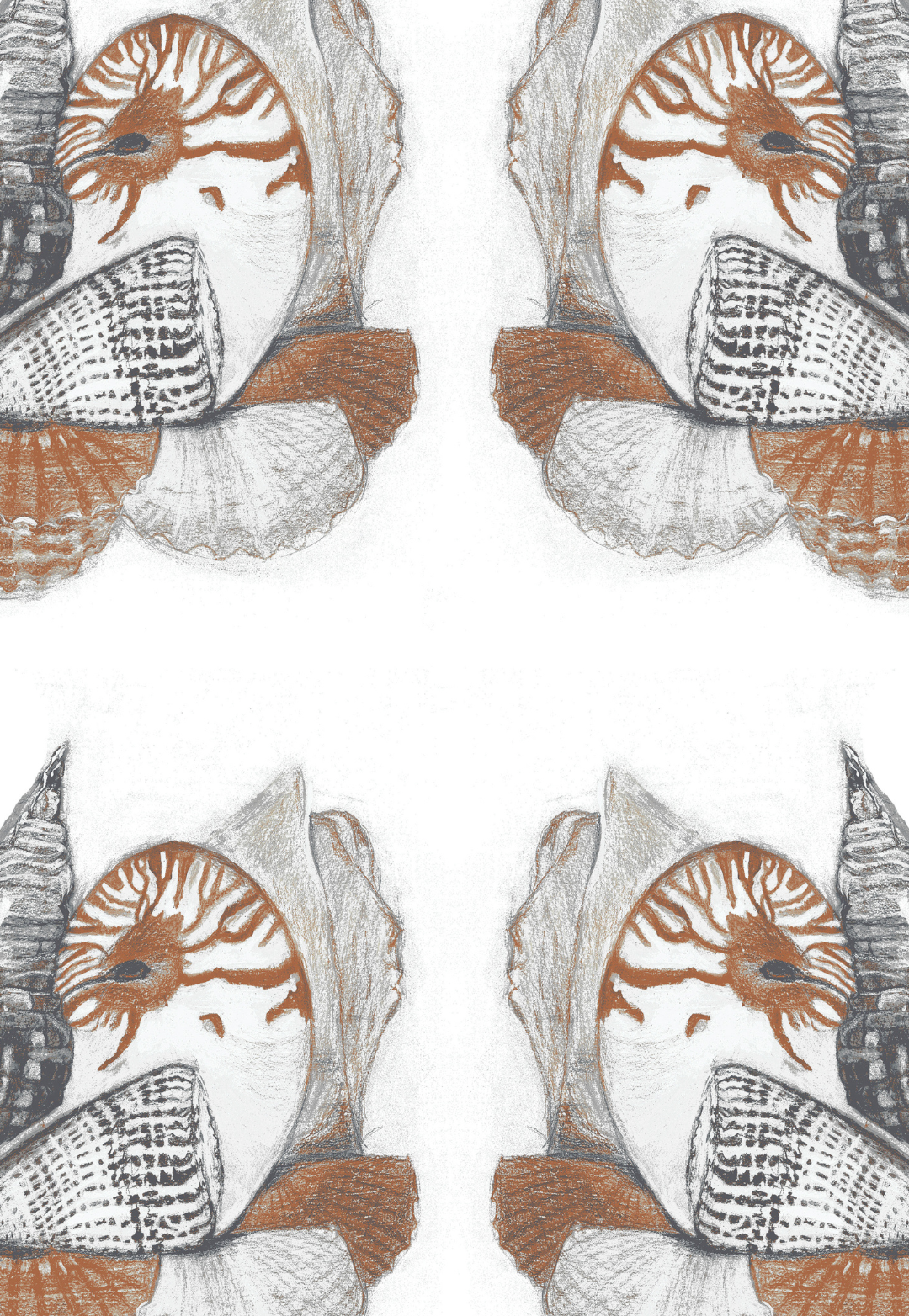 Shell pattern by Ala von Auersperg for women's tropical clothing