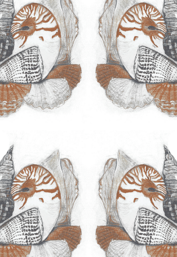 Shell pattern by Ala von Auersperg for women's tropical clothing