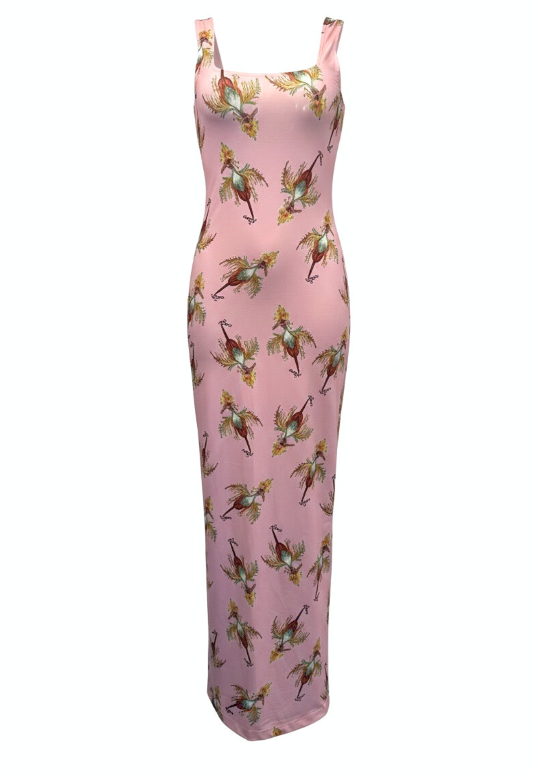 Caterina Long Stretch Dress in Cuckoo Birds