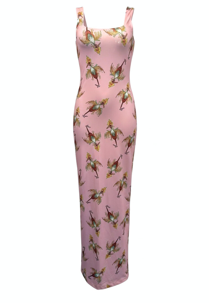 Caterina Long Stretch Dress in Cuckoo Birds