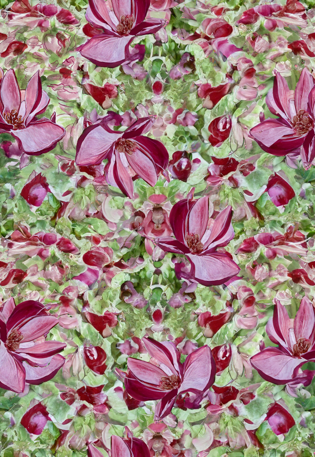 Pink and green floral print by Ala von Auersperg