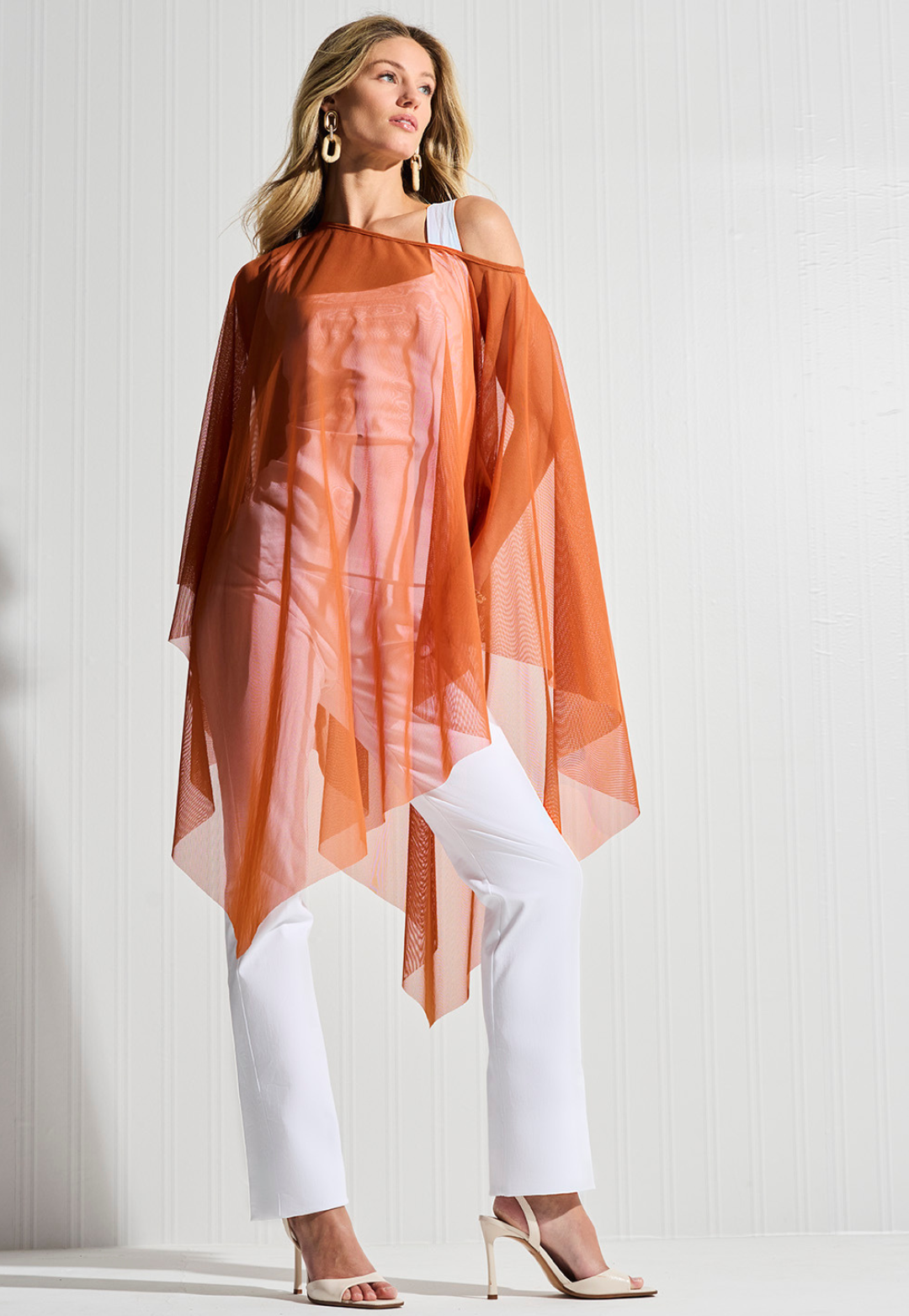 Artemisia Sheer Poncho in Leather Brown