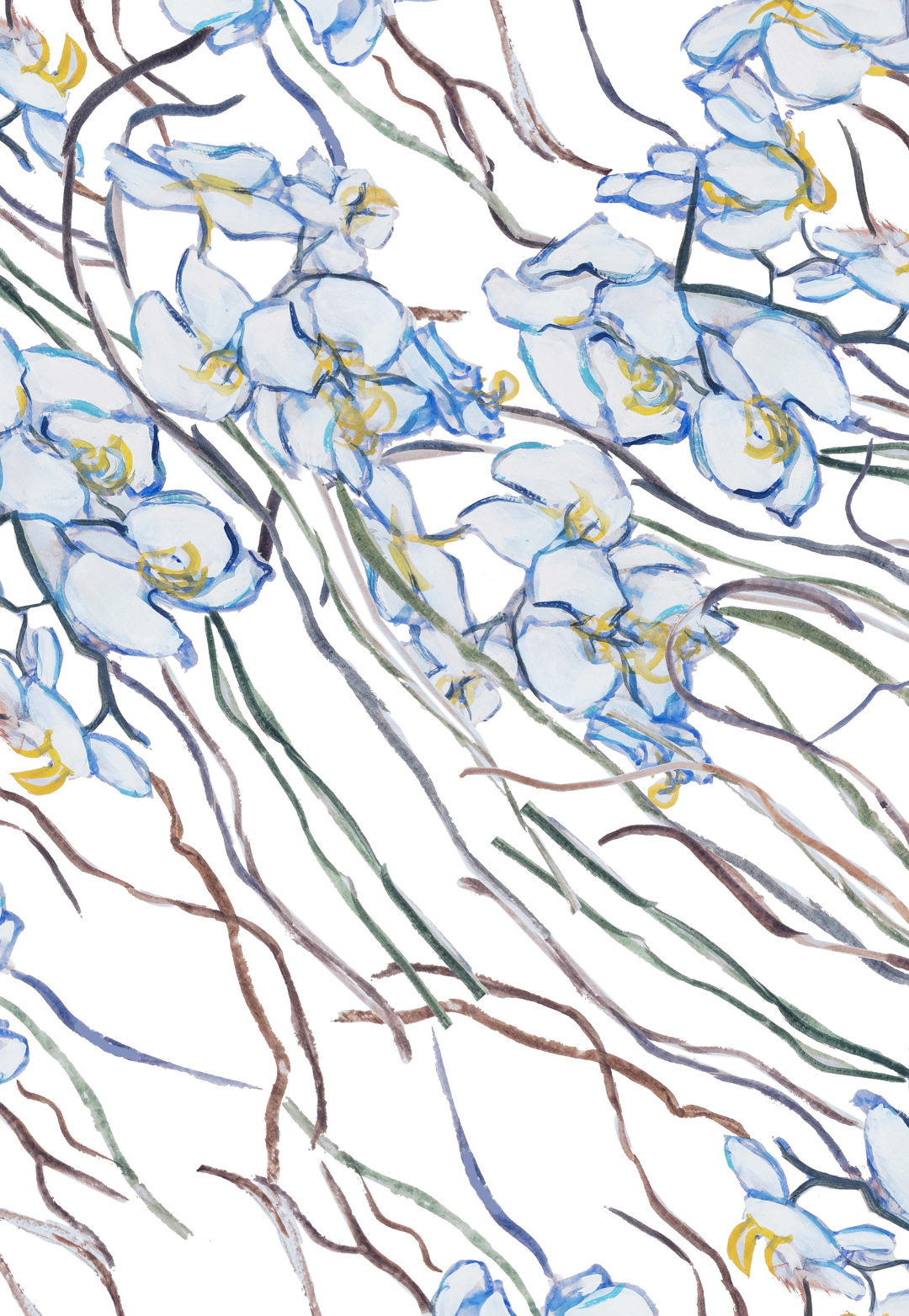 painting orchids by Ala von Auersperg for women's floral clothing