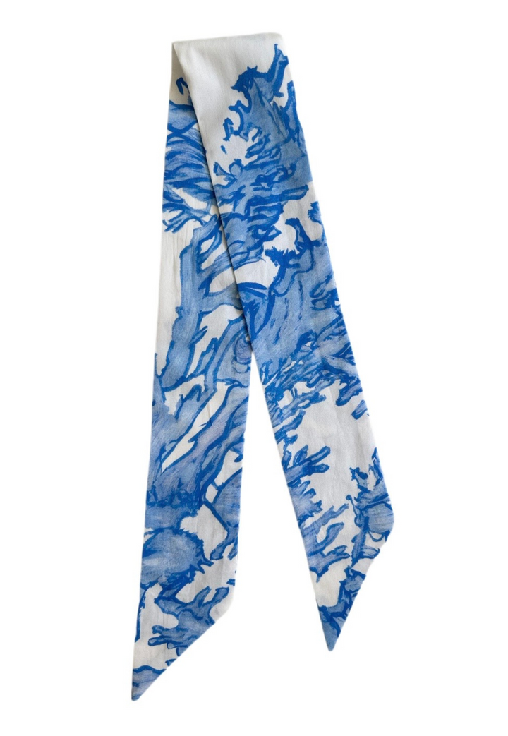 Small blue coral printed cotton hat band by Ala von Auersperg