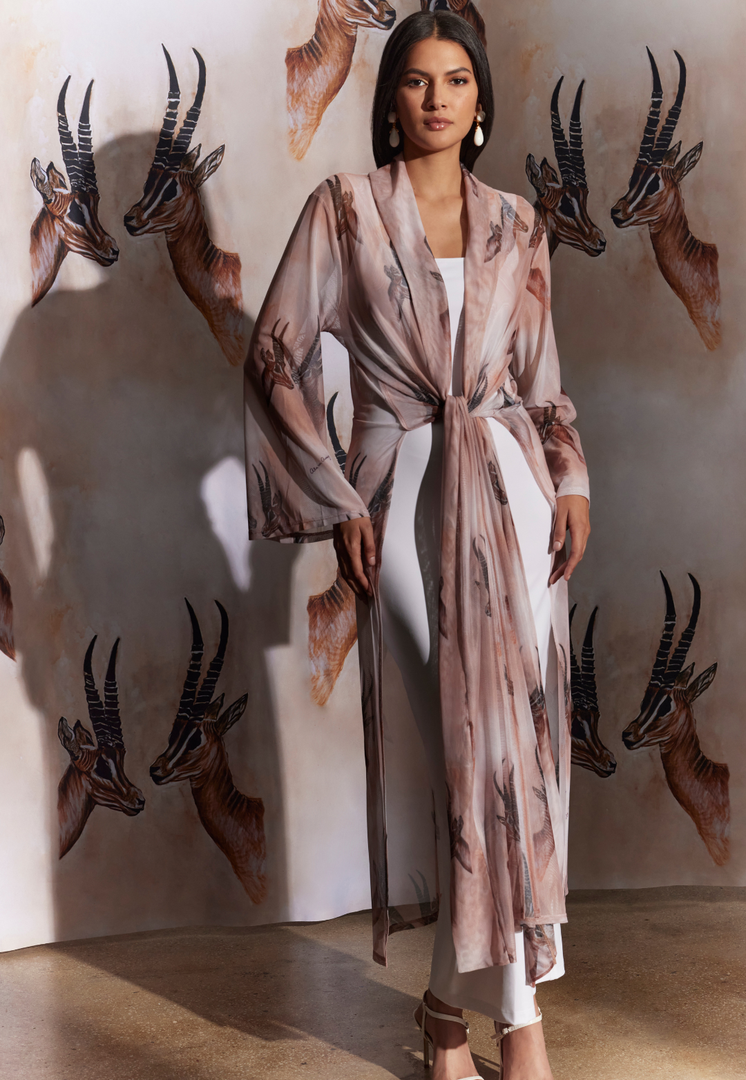 Serena Sheer Mesh Duster in Horn