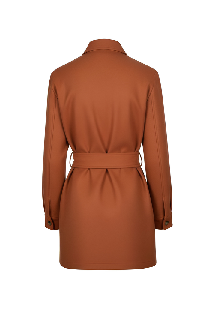 Rhea Italian Cotton Jacket in Leather Brown