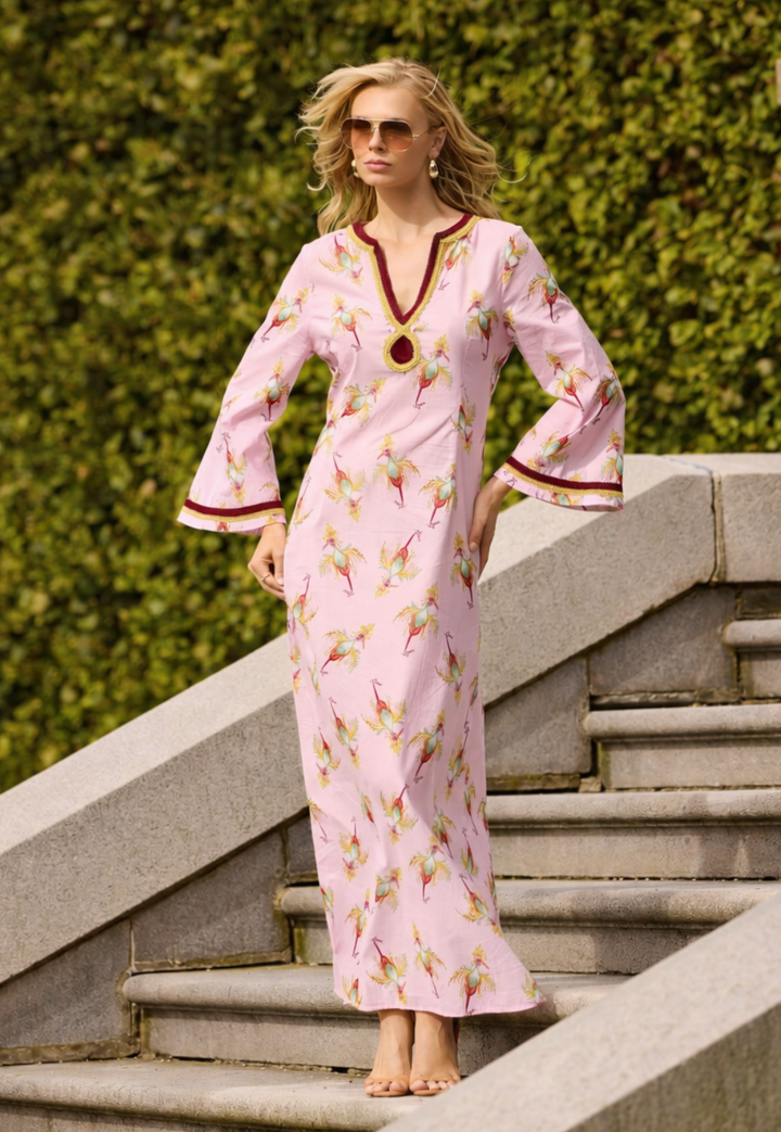 Emeline Cotton Dress in Cuckoo Birds