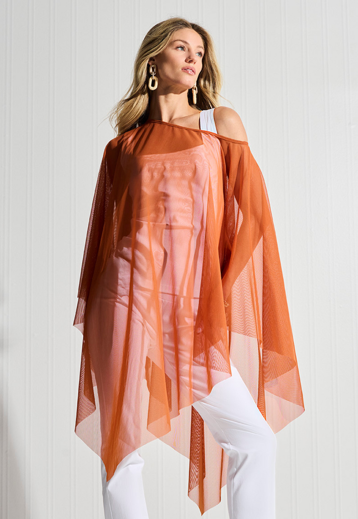 Artemisia Sheer Poncho in Leather Brown