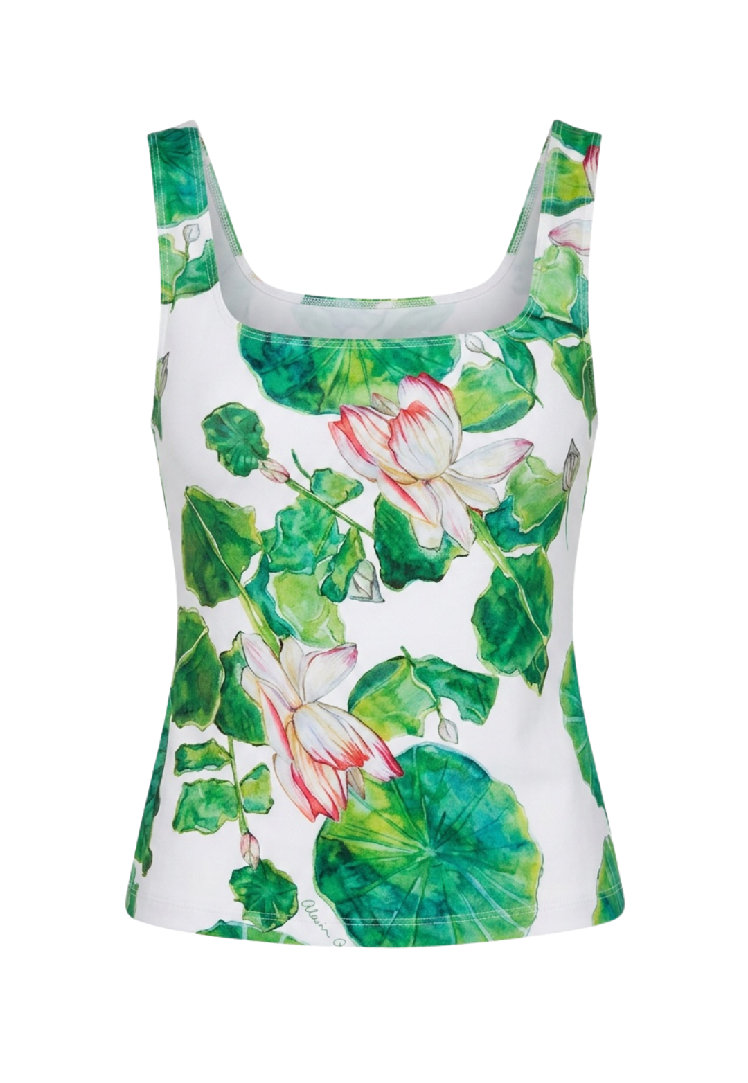 Tank top with floral design on a white background