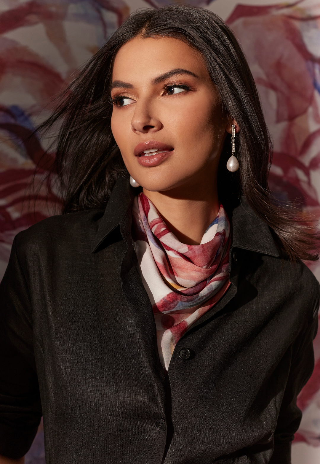 Bette Silk Scarf in Rose Rouge