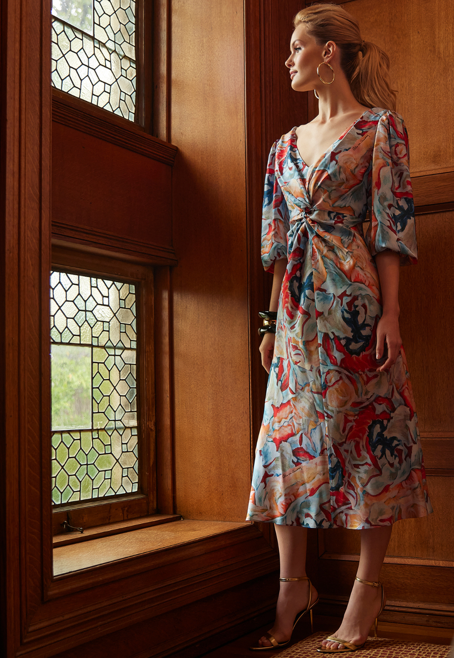 Veronique Silk Dress in Koi