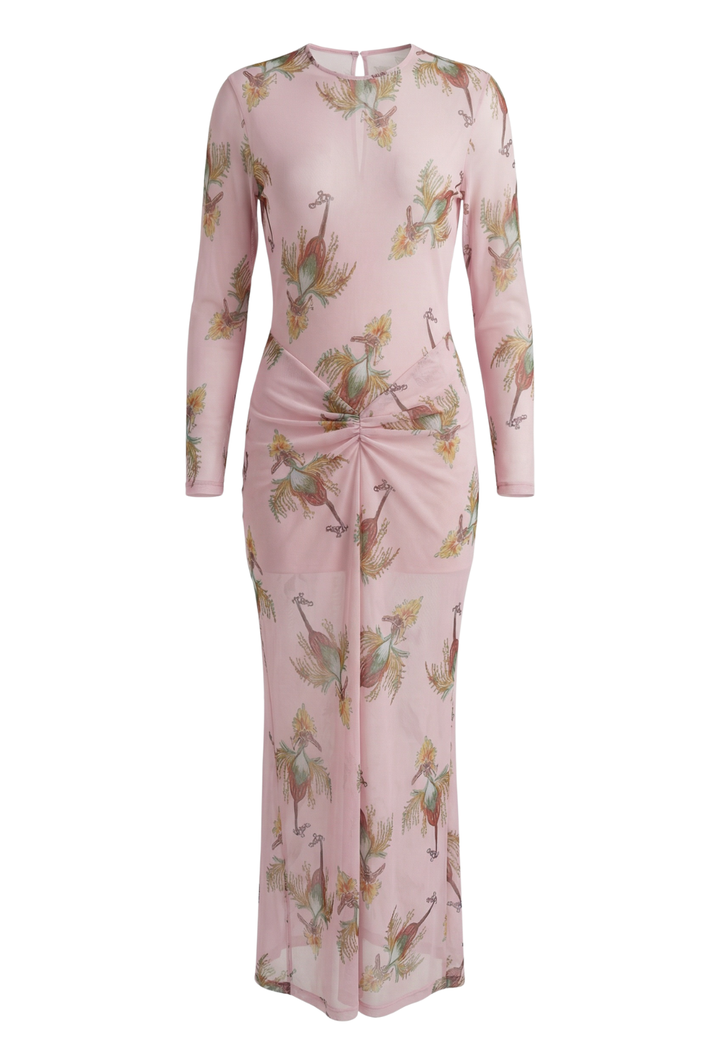 mesh dress in a pink print