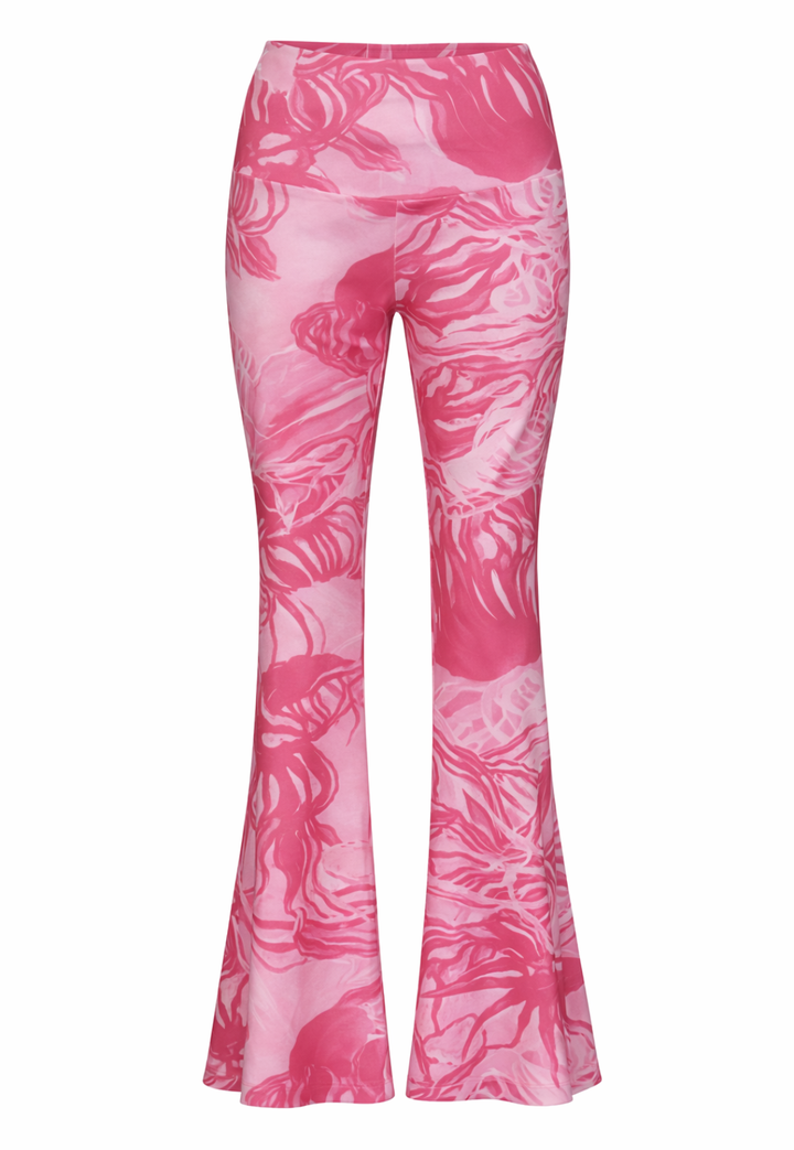 Pink nautical patterned pants on a white background