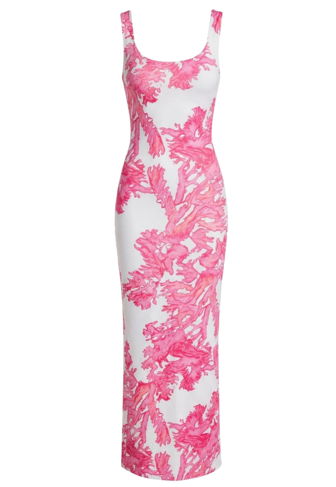 Caterina Long Stretch Knit Dress in Pink Coral