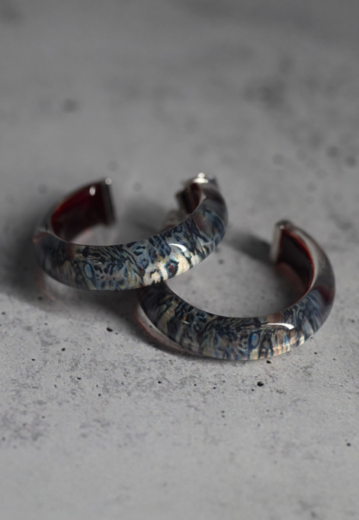Small Hoop Earrings in Snow Leopard