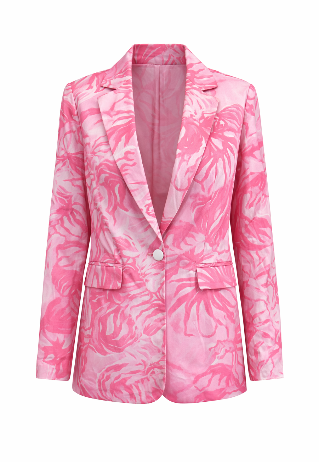 Pink nautical patterned blazer on a white background