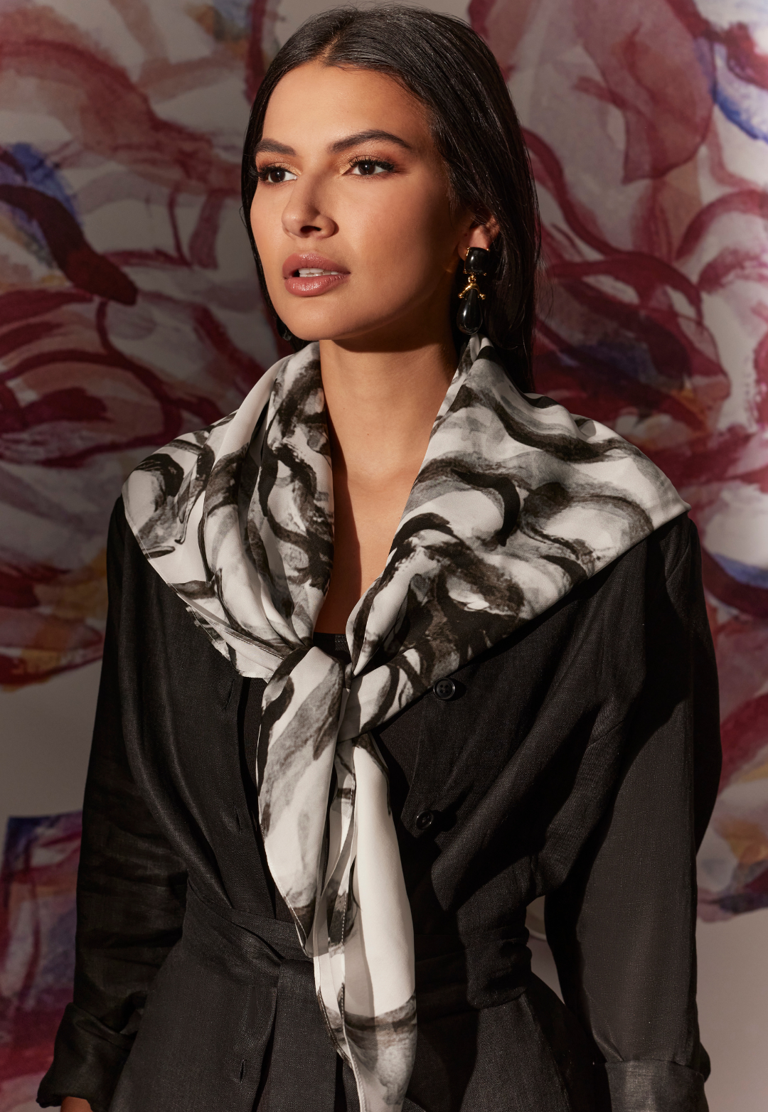Bette Silk Scarf in Rose Noir
