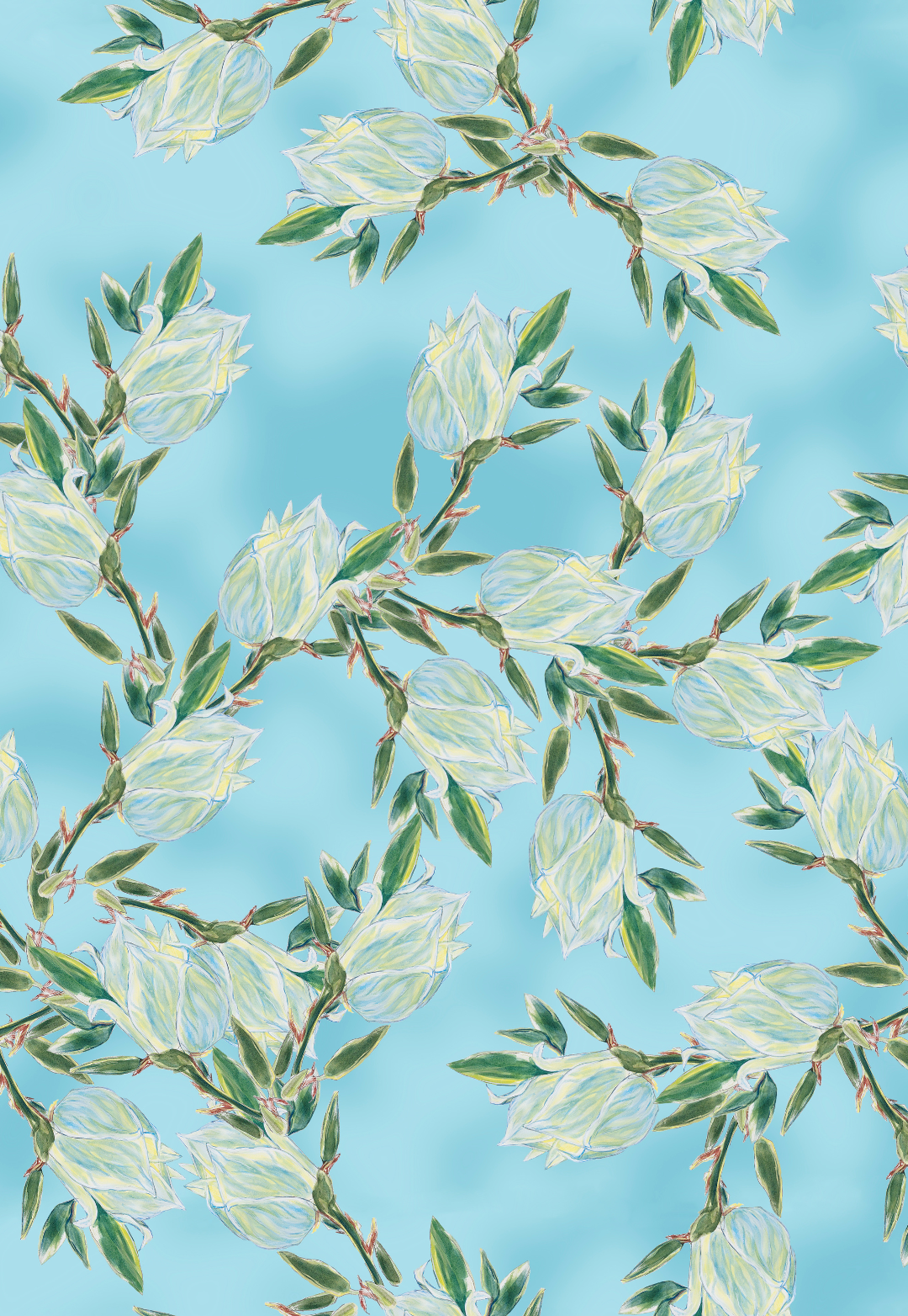 Alma Silk Kaftan in Blooming Yucca